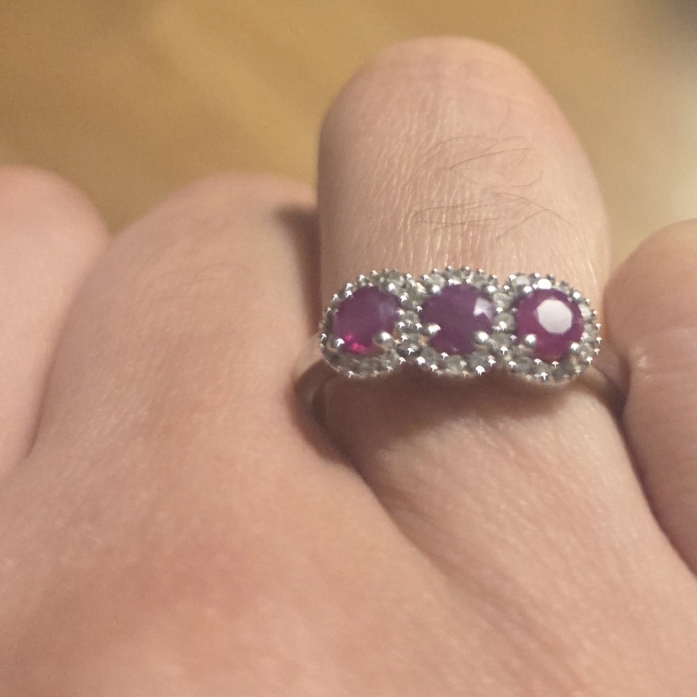 14 Kt White Gold Ruby Diamond Ring - image 4